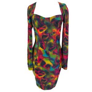 Vintage 1990's Rifat Ozbek Future Mini Dress Bodycon Color Leopard Print Size-10